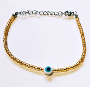 Bracelet perles de rocaille avec son œil de protection de couleur