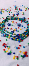Charger l&#39;image dans la galerie, Collier/Bracelet en perles de rocaille multicolores et son œil de protection