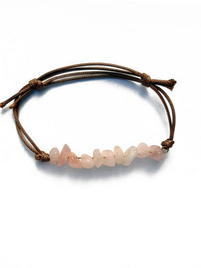 Bracelet Cordon Cuir Quartz Rose